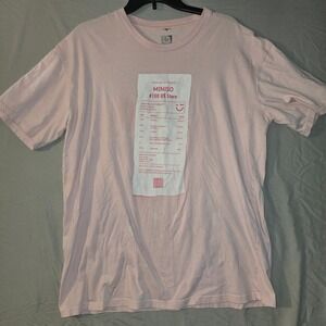 Miniso Receipt Graphic T-Shirt XL Unisex Pink Short Sleeve Humorous Cotton Tee